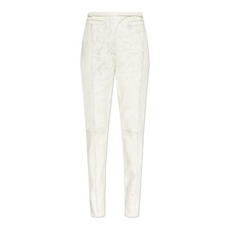 Diesel Leather Trousers, female, White, Size: 2XS L-Croc Trousers