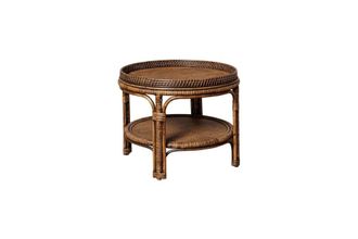 Chehoma Mesa de centro redonda de rat&aacute;n marr&oacute;n