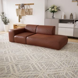 MYCS Ledersofa Cognac Kunstleder Ohne Füße - Elegantes, gemütliches Ledersofa: Hochwertige Qualität, einzigartiges Design - 228 x 72 x 107 cm, konfigurierb