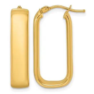Diamond2Deal 14K Yellow Gold 6mm Elongated Oval Hoop Earrings
