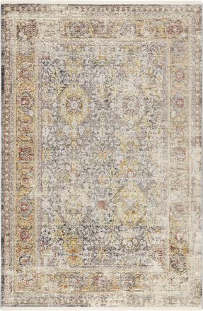 Wecon Home Alfombra tejida vintage, gris y amarillo, con flecos 190x130