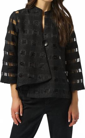 Joseph Ribkoff Checkered Sheer Swing Jacket In Black