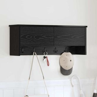 vidaXL Vidaxl - Perchero De Pared Con Estante Roble Negro 80 X 20 X 30 Cm