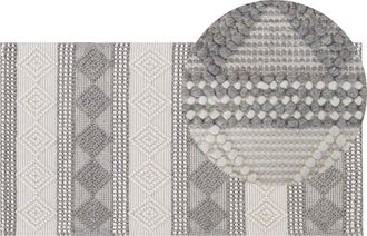 Beliani Beliani - Alfombra De Lana Beige Claro Gris Claro 80 X 150 Cm Hecho A Mano Bozova