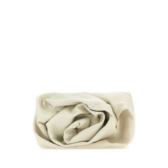 Burberry Ivory Nappa Leather Rose Clutch Almond