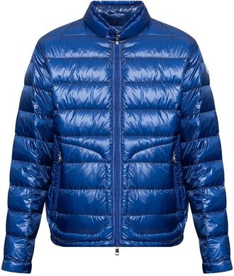 Moncler metallic finish down jacket - men - Polyamide/Polyamide/Feather/Down - 1 - Blue
