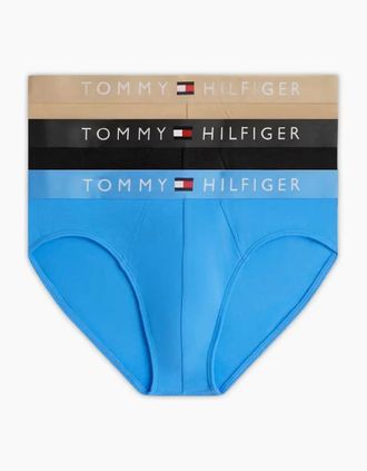 Tommy Hilfiger Mens 3-Pack TH Original Briefs, Blue/Desert/Grey - Size: 35/34/32