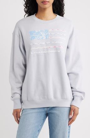 LoveShackFancy Palo Patch Sweatshirt in Moonstone at Nordstrom, Size X-Small/small