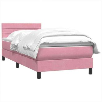 vidaXL Cama Box Spring Con Colch&oacute;n Terciopelo Rosa 100x220 Cm Vidaxl