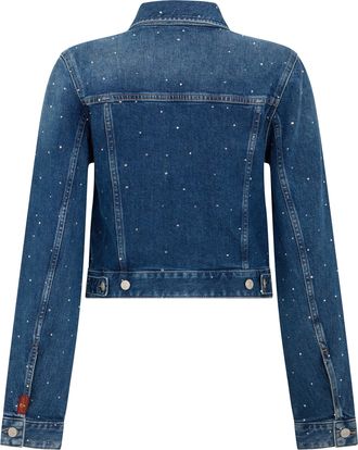 7 For All Mankind Womens Denim Jacket Blue Shine Cotton
