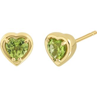 Bony Levy 14K Gold Peridot Heart Stud Earrings in 14K Yellow Gold at Nordstrom