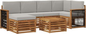 vidaXL Conjunto De Sof&aacute;s De Exterior 6 Uds. Natural Y Gris Claro Vidaxl