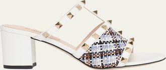Valentino Garavani 60mm Rockstud Leather Block-Heel Mules
