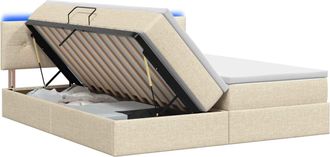 vidaXL Cama De Almacenamiento Led Con Colch&oacute;n Crema 180 X 200 Cm Tela Vidaxl