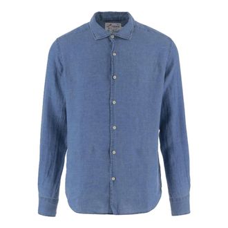 MC2 Saint Barth Casual Shirts, male, Blue, Size: XL Classic Pamplona Linen Shirt
