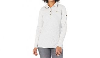 L.L.Bean Quilted Sweatshirt Mock Neck Tunic In Light Gray Heather