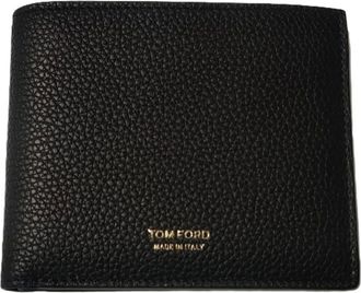 Tom Ford Accessoires, Heren, Zwart, ONE Size, Leer, Klassieke Bifold Portemonnee van Generfd Leer