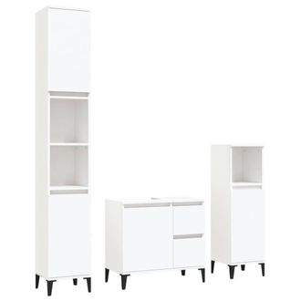 Berkfield Home 3 Piece Bathroom Cabinet Set White Engineered Wood