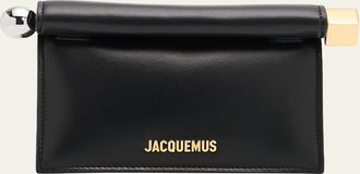 Jacquemus Rolled-Top Rond Carre Leather Clutch Bag
