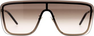 Saint Laurent Pre-owned Mens New Wave SL1 Mask Sunglasses in Brown Metal - Mocha - One Size