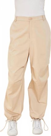 Dolce Cabo Drawstring Ruched Knee Trousers In Sand
