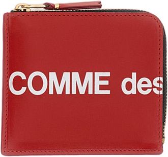 Comme Des Gar&ccedil;ons Compact Zip Wallet in Smooth Leather with Bold Logo Print