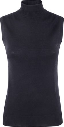 Sportmax Turtle Neck Sleeves Less Woven Vertigo Top