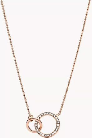 Fossil Womens Rose Gold Stainless Steel Pendant Necklace