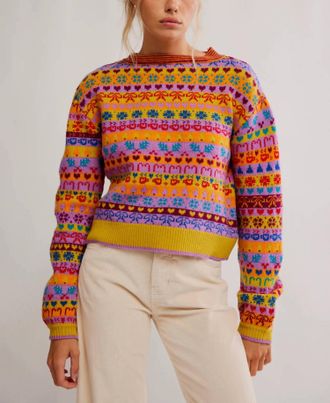 Free People Womens Favorite Things Sweater In Bright Confetti Combo
