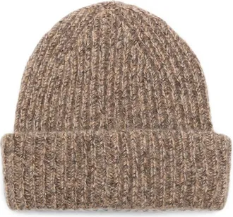 Soft Goat Marled Ribbed-knit Beanie Hat