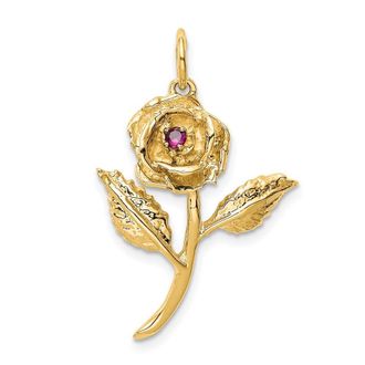 Diamond2Deal 10k Yellow Gold Cubic Zirconia Rose Charm
