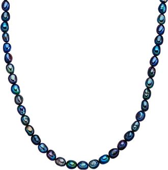 Valero Pearls Womens Fresh Water Cultured Pearl Necklace - Blue Sterling Silver - One Size