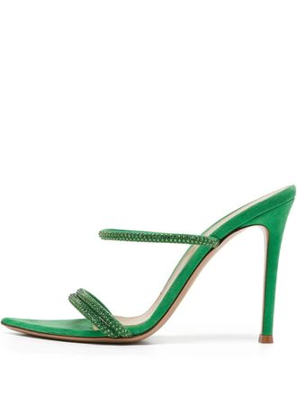 Gianvito Rossi pre-owned 70mm Cannes rhinestone-embellished heeled mules - Green