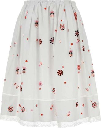 Prada White Printed poplin skirt