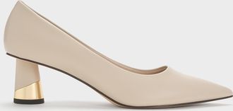Charles & Keith Metallic Sculptural Heel Pumps