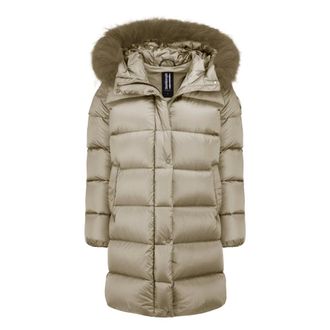 Bomboogie Lange Donsjas - Dames - Mantels - Beige - Maat: XS Nylon