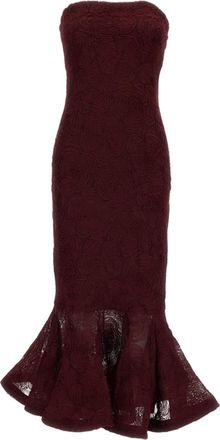 Rotate Bordeaux Flower Mesh Printed Dress