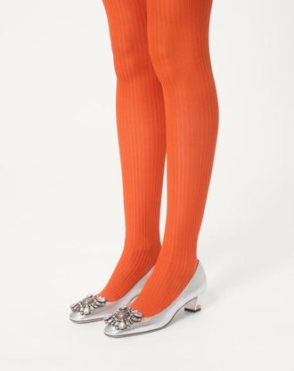 Valentino Garavani Décolleté Preshoes In Nappa Laminata Con Cristalli 45Mm Donna SILVER/SILVER 36.5