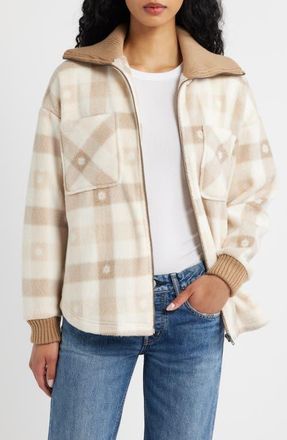 Thread & Supply Plaid Fleece Jacket in Beige Flower Plaid at Nordstrom, Size X-Small
