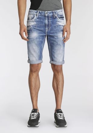Cipo & Baxx Jeansbermudas CIPO & BAXX, Herren, Gr. 34, N-Gr, blau, Denim/Jeans, Obermaterial: 98% Baumwolle, 2% Elasthan, Abriebeffekte, slim fit kniebedeckend, J
