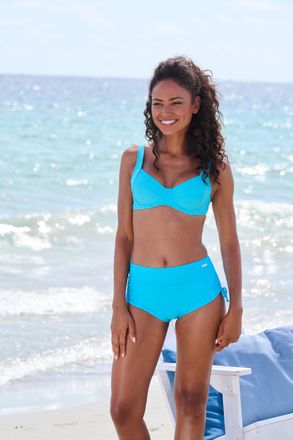 Lascana Bikini-Hotpants LASCANA, Damen, Gr. 38, N-Gr, blau (t&uuml;rkis), Polyamid, unifarben, Badehosen Bikini-Hotpants, mit seitlicher Raffung