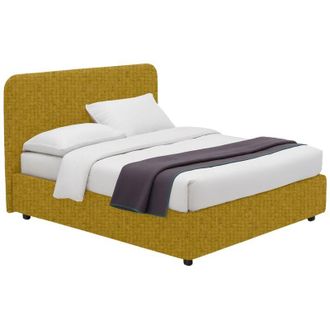 Dmora Letto Matrimoniale Bury, Sfoderabile, Contenitore Made in Italy, Giallo Ocra
