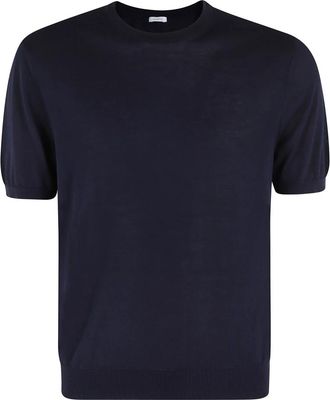 Malo Blauw Katoenen T-shirt Korte Mouw Ronde Hals - Heren - Ronde hals truien - Blauw - M - Katoen - Truien & Vesten