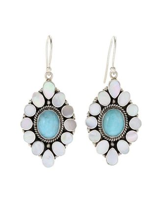 Samuel B. Silver 6.00 Ct. Tw. Larimar & Pearl Earrings