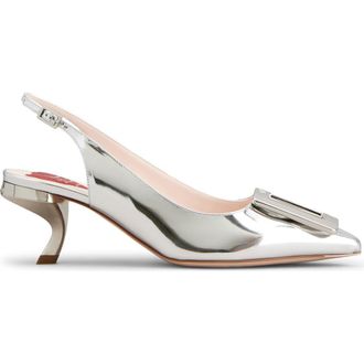 Roger Vivier Virgule Pointed Toe Slingback Pump in Argento at Nordstrom, Size 9.5Us
