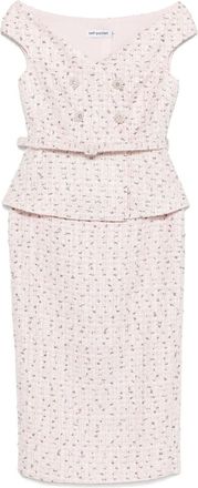 Self Portrait Bouclé mini-jurk - Roze