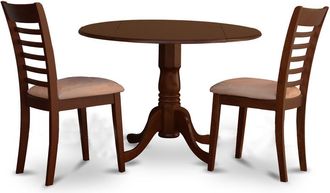 East West Furniture DLML3-MAH-C 3 PC small Kitchen Table and Chairs set-round Kitchen Table and 2 Dining Chairs