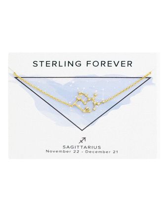 Sterling Forever 14K Plated Garnet Cz Sagittarius Delicate Constellation Necklace