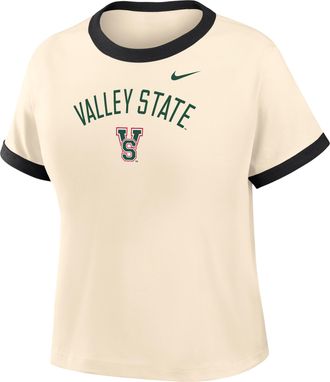 Nike Womens College (Mississippi Valley State University) Cropped Ringer T-Shirt in Brown | ZW04N9MVSU26-NAB