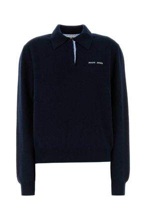 Miu Miu Midnight blue cashmere polo shirt